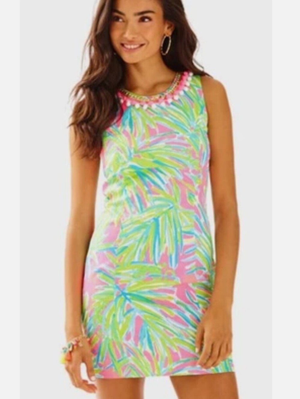 Lilly Pulitzer Mila Shift Dress In Tiki Pink Royal Lime